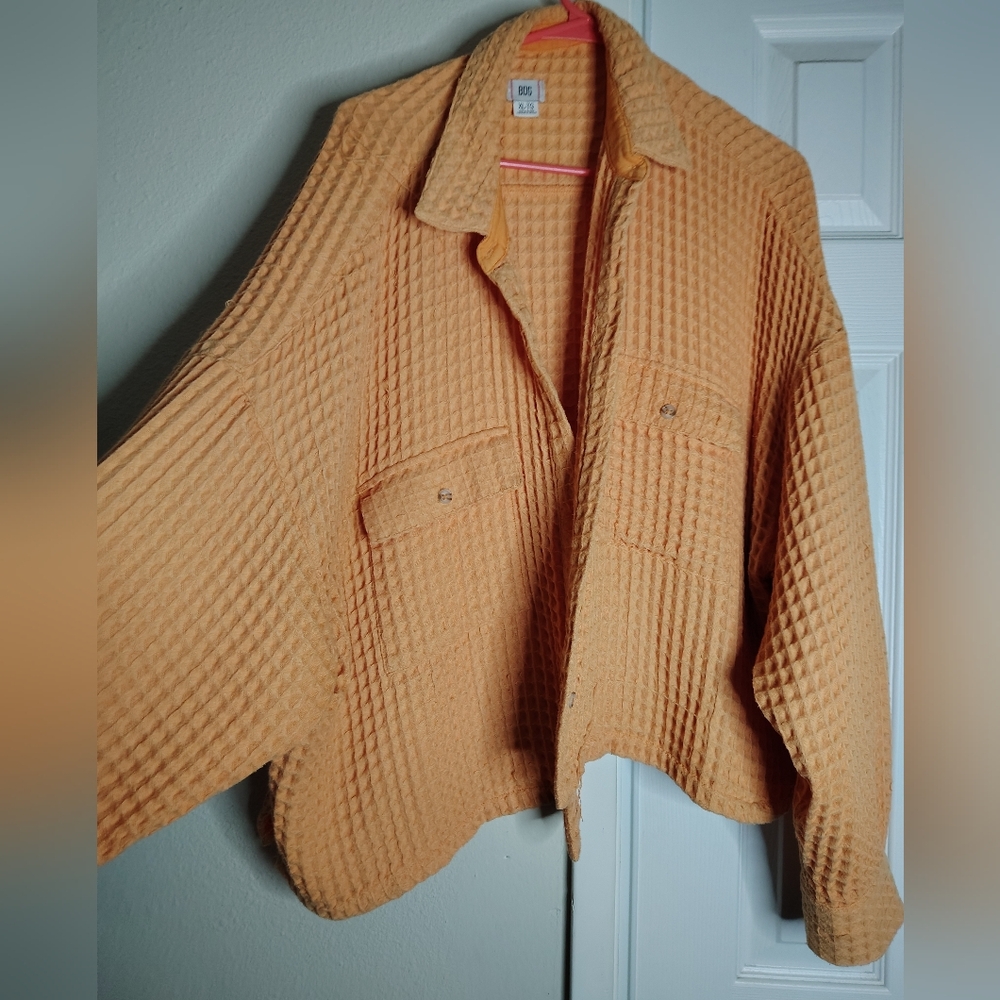 Women's Orange Waffle Knit Jacket